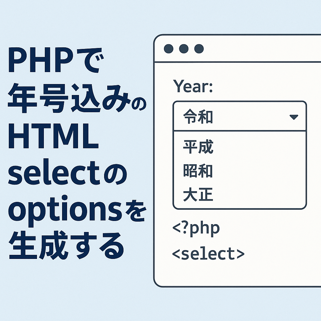 PHPで年号込みのHTML selectのoptionsを生成する