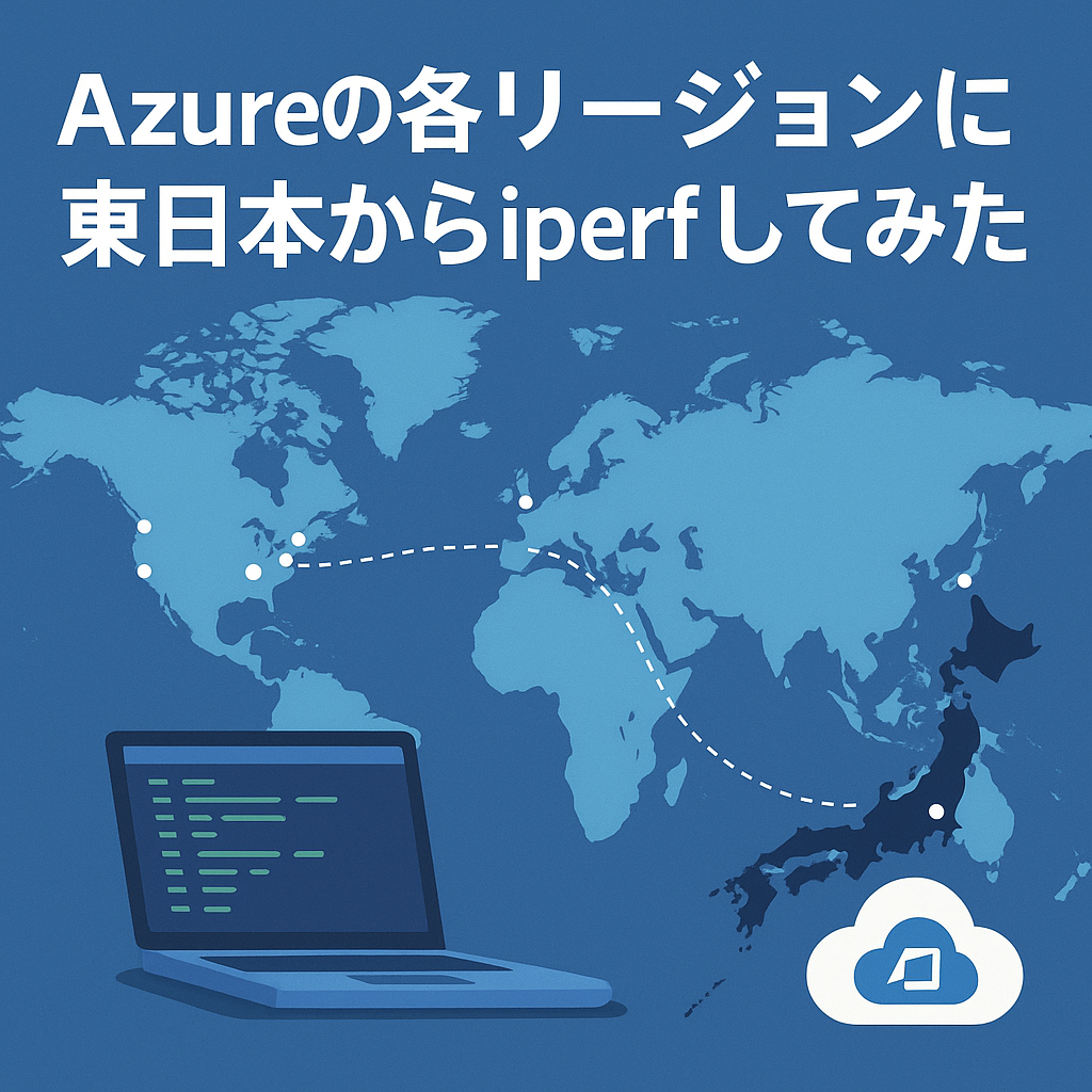 Azureの各リージョンに東日本からiperfしてみた