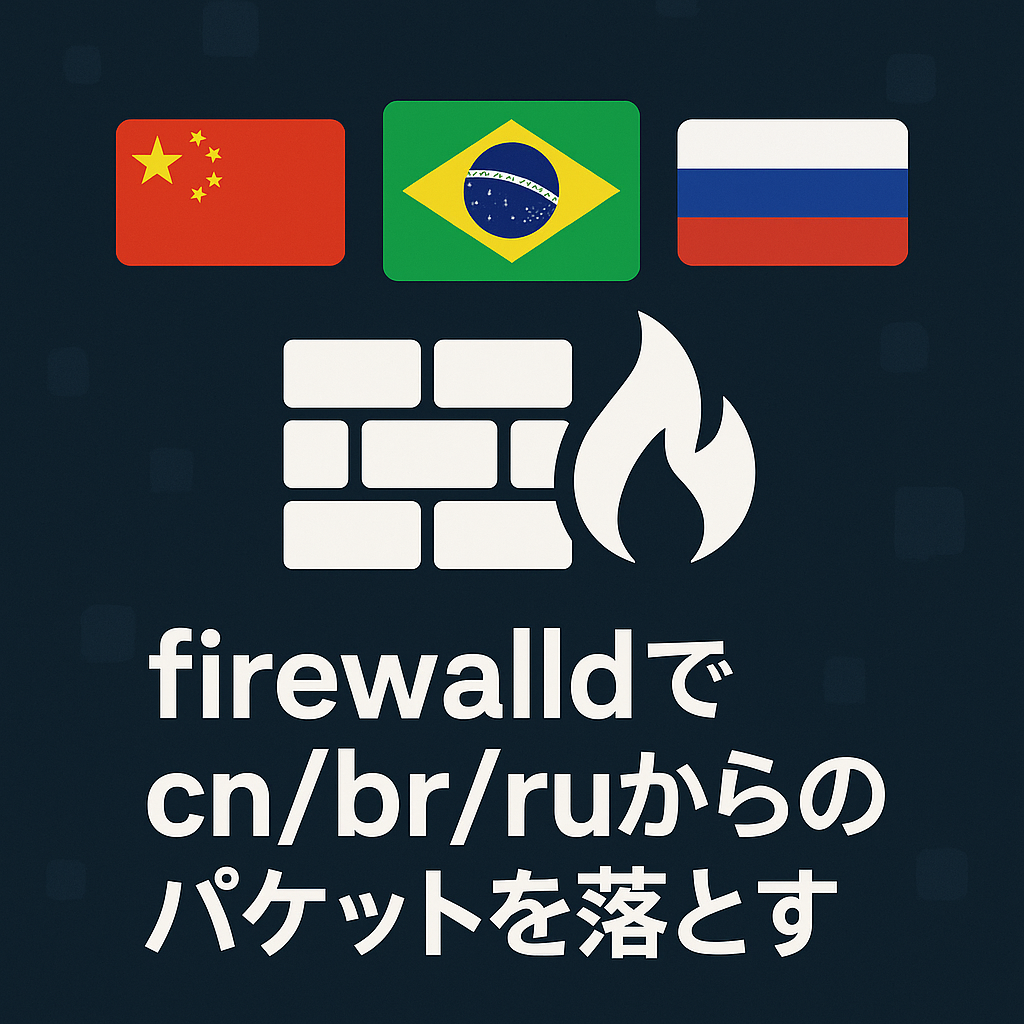 firewalldでcn/br/ruからのパケットを落とす