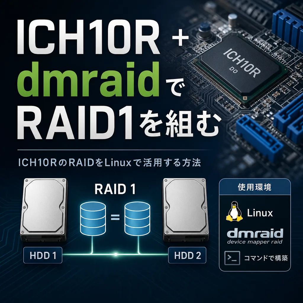 ICH10R + dmraidでRAID1を組む