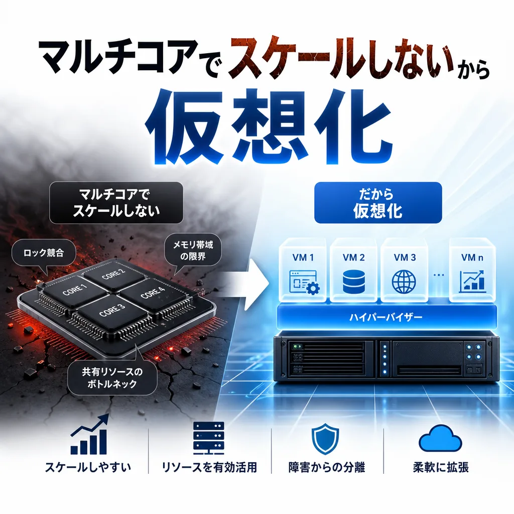 マルチコアでスケールしないから仮想化