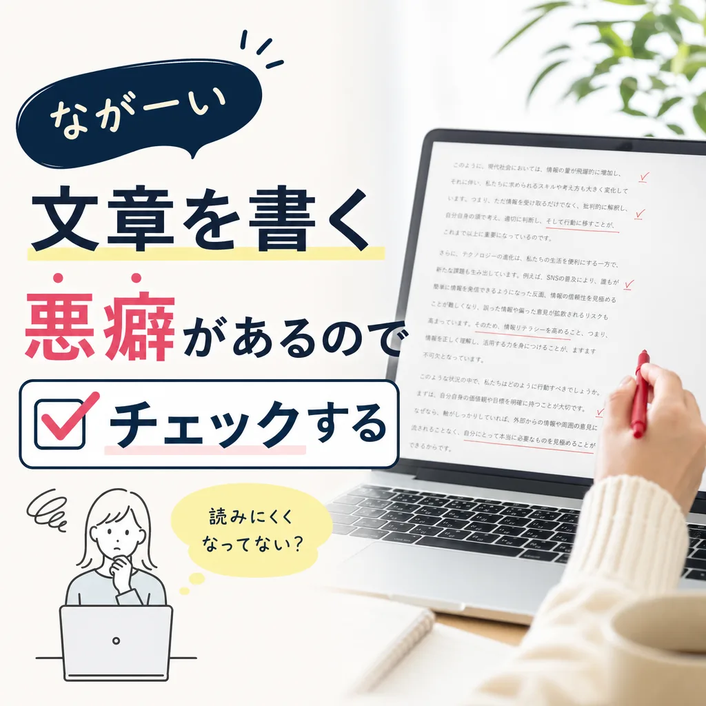 ながーい文章を書く悪癖があるのでチェックする