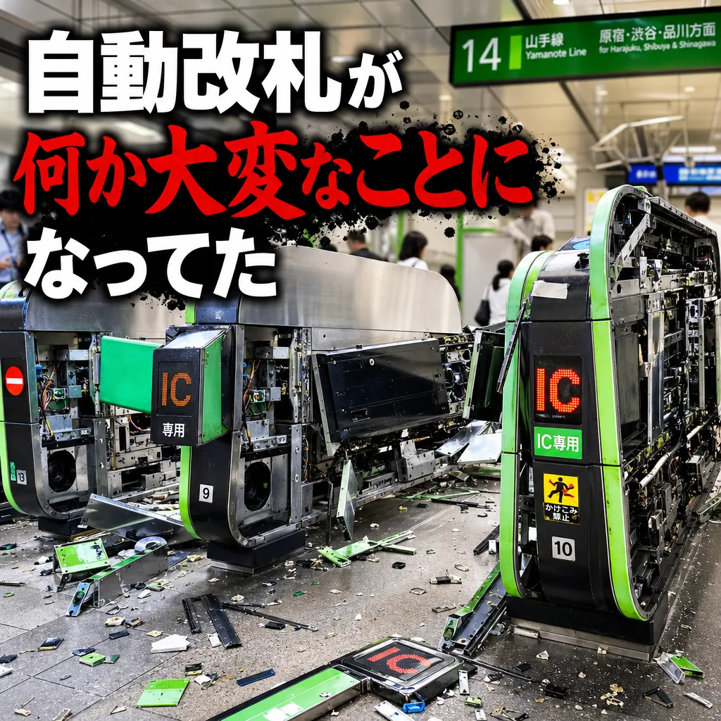自動改札が何か大変なことになってた