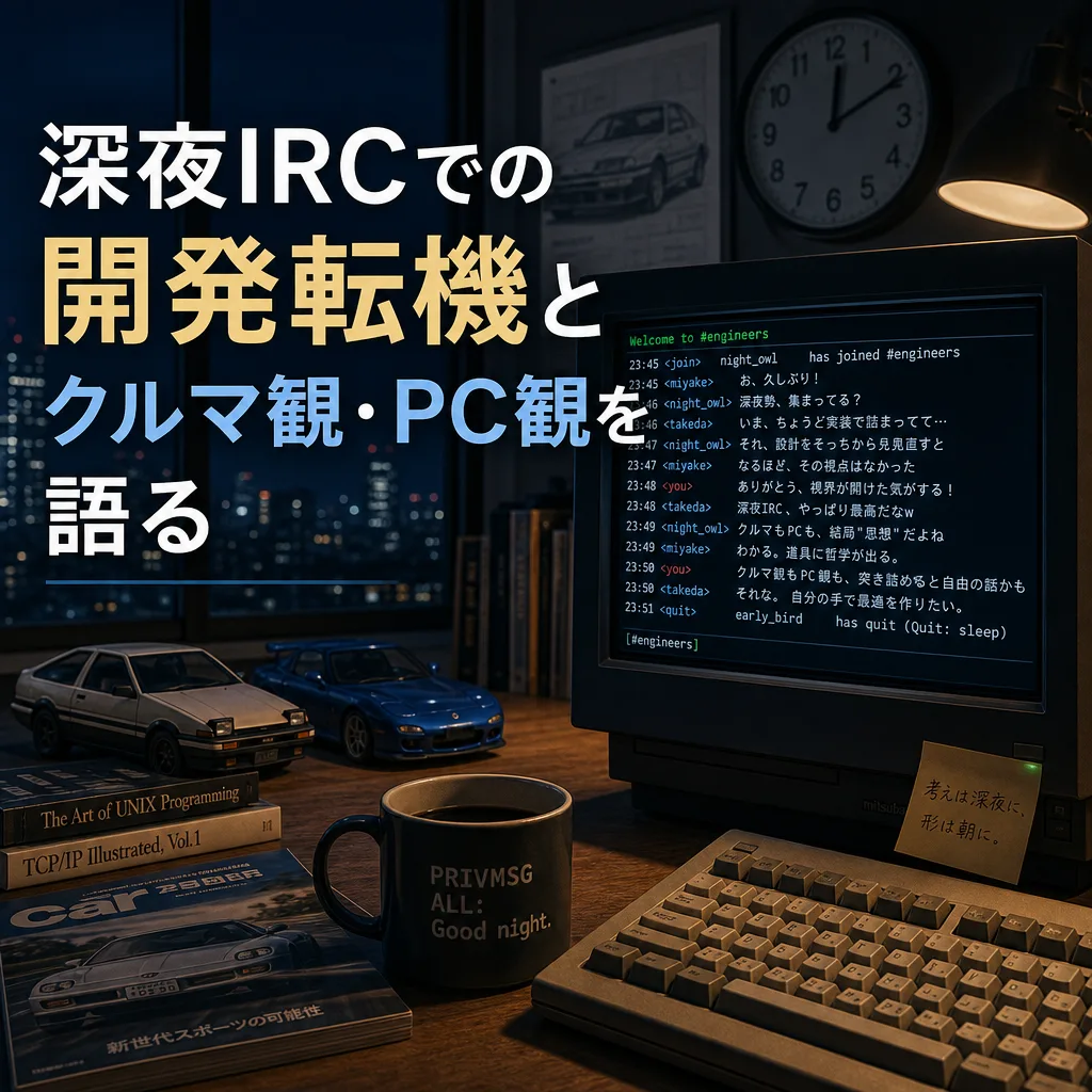 深夜IRCでの開発転機とクルマ観・PC観を語る