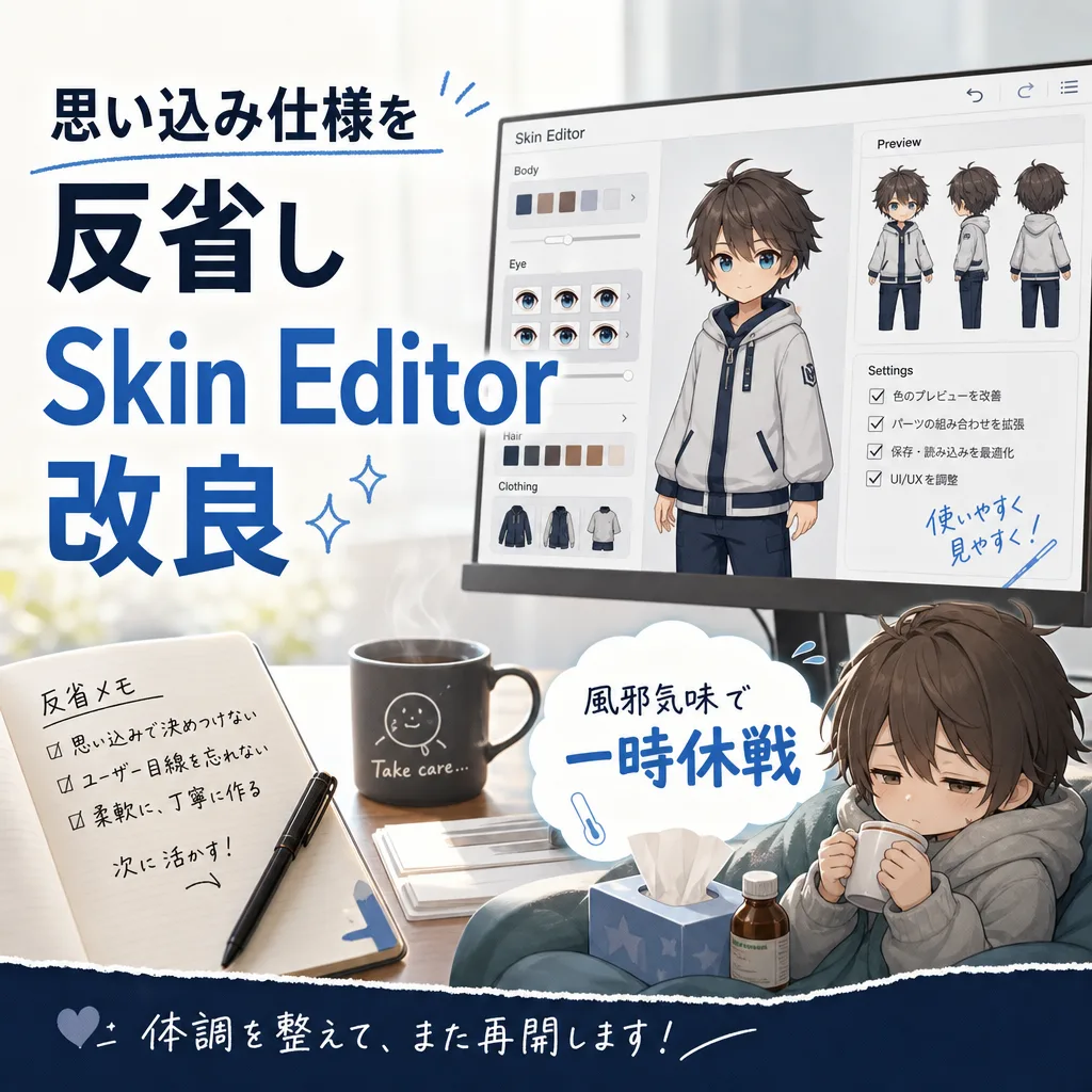 思い込み仕様を反省しSkin Editor改良、風邪気味で一時休戦