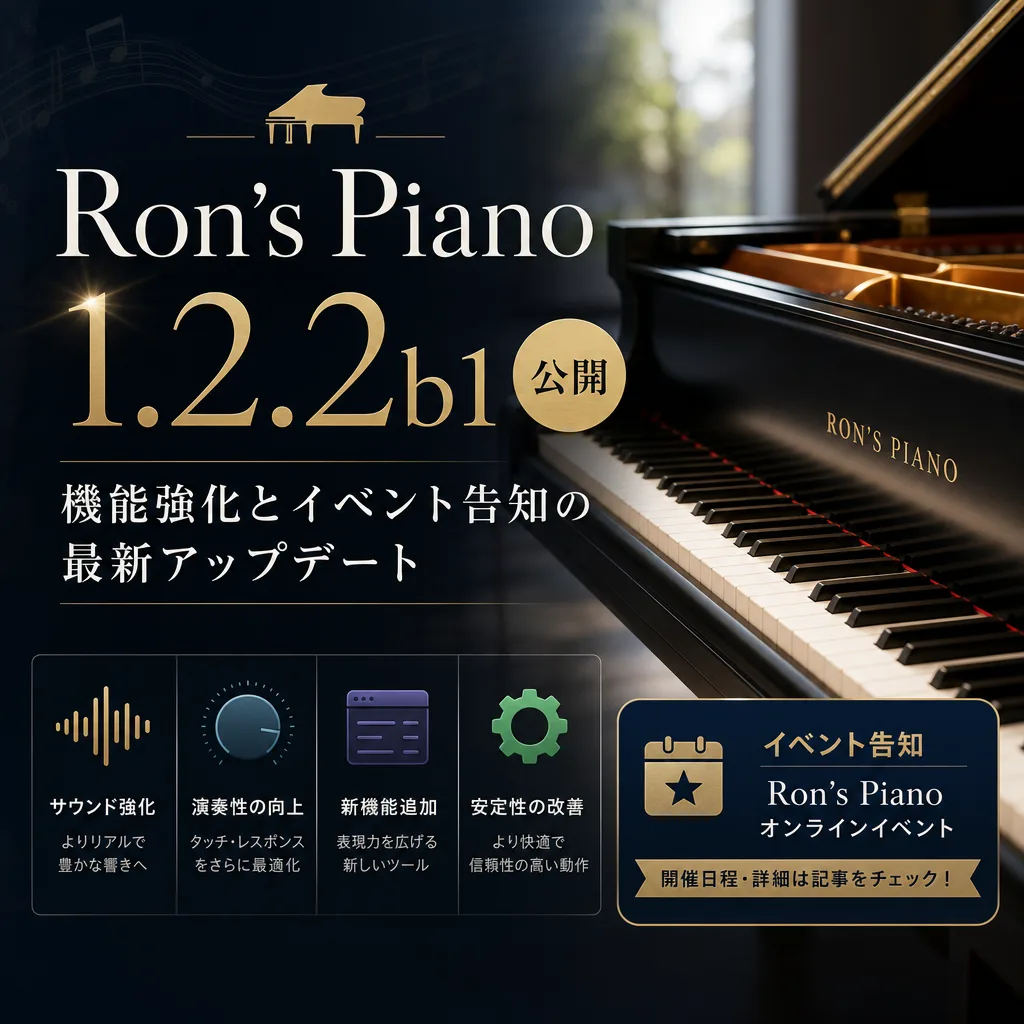 Ron’s Piano 1.2.2b1公開、機能強化とイベント告知の最新アップデート