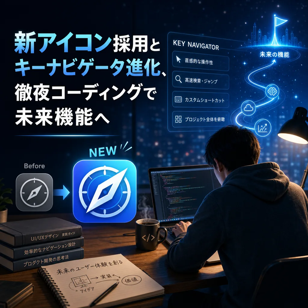 新アイコン採用とキーナビゲータ進化、徹夜コーディングで未来機能へ