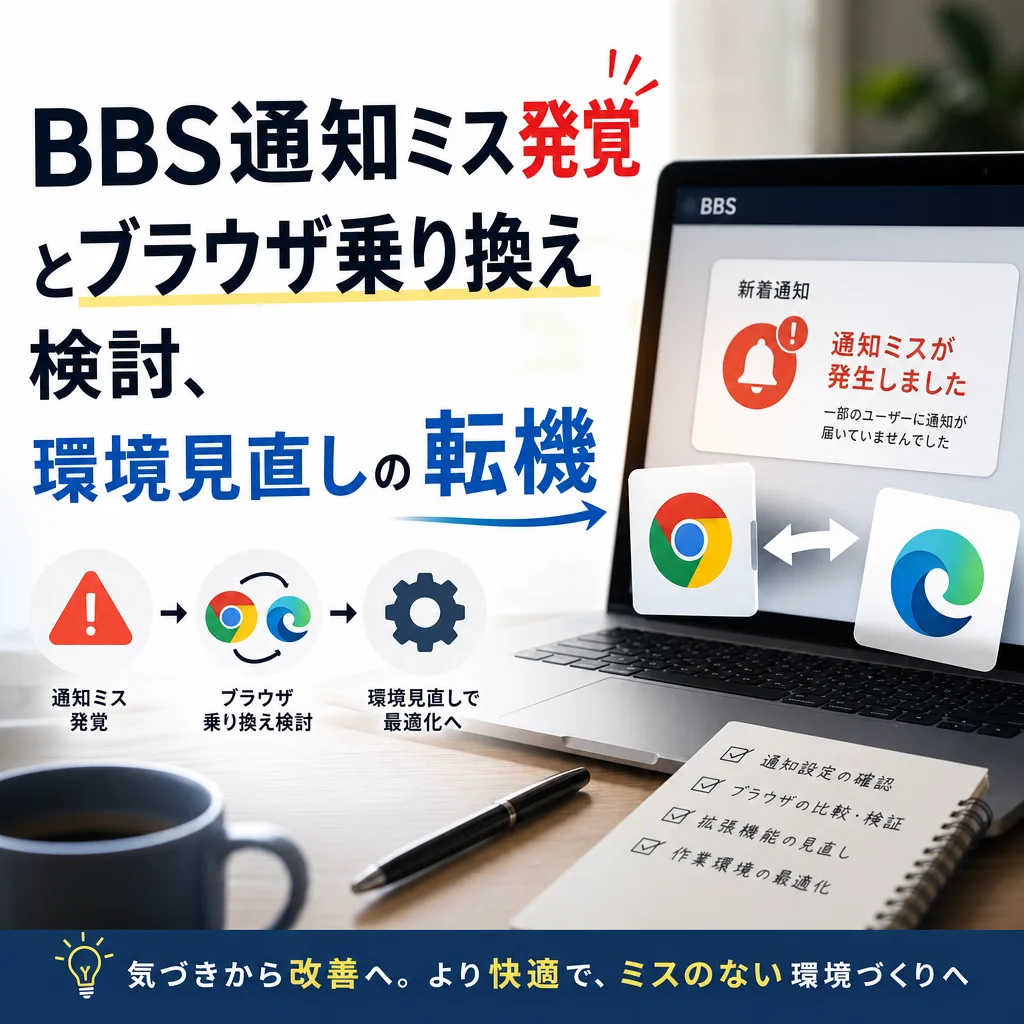 BBS通知ミス発覚とブラウザ乗り換え検討、環境見直しの転機