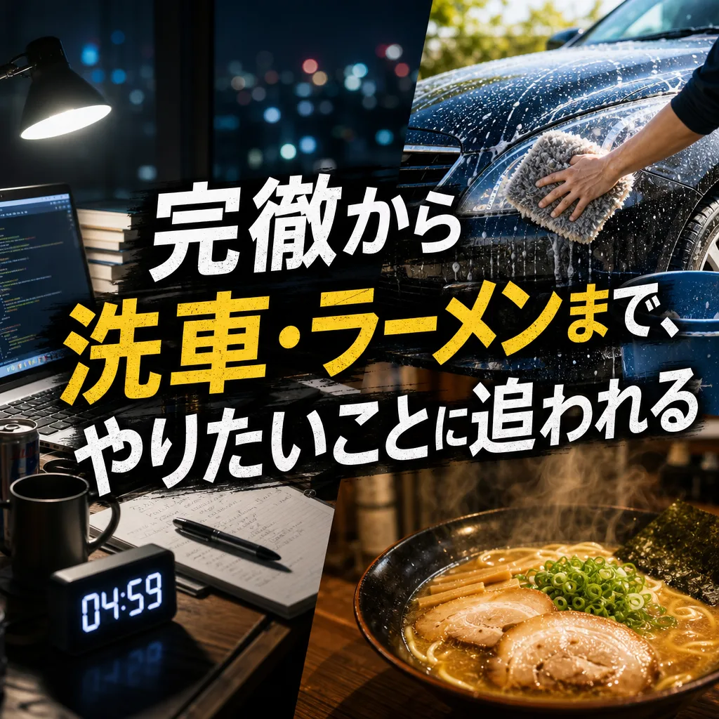 完徹から洗車・ラーメンまで、やりたいことに追われる