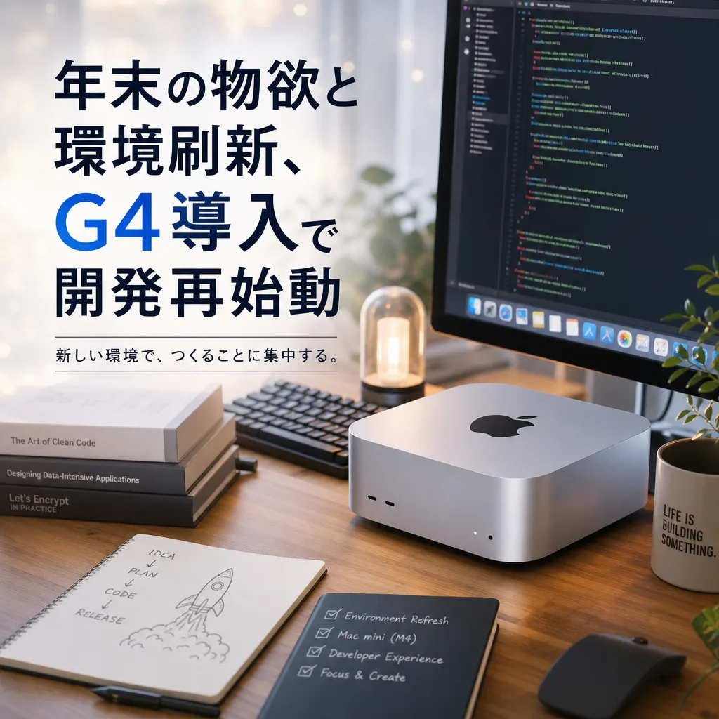 年末の物欲と環境刷新、G4導入で開発再始動