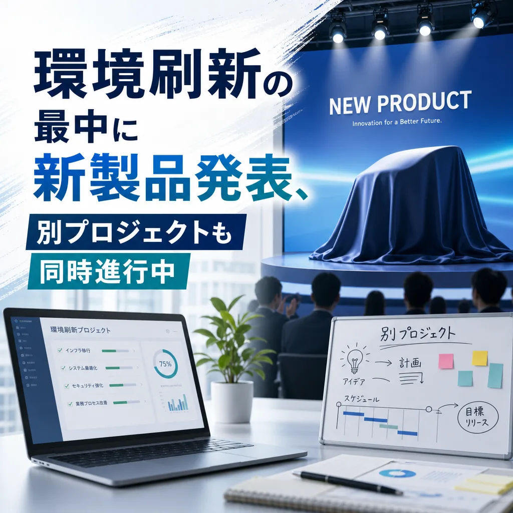 環境刷新の最中に新製品発表、別プロジェクトも同時進行中
