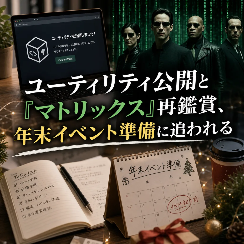 ユーティリティ公開と『マトリックス』再鑑賞、年末イベント準備に追われる