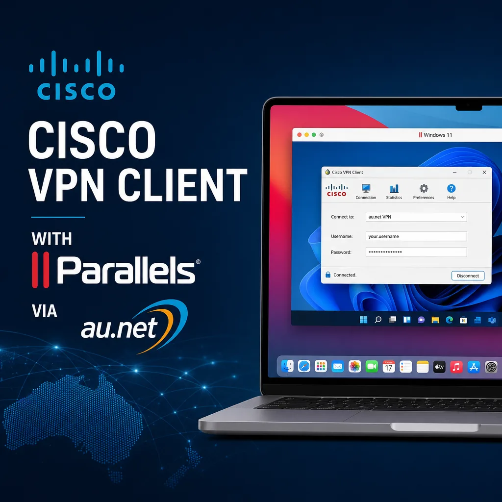 cisco vpn client with parallels via au.net