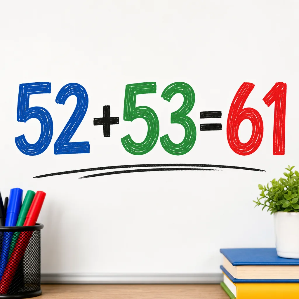 52+53=61