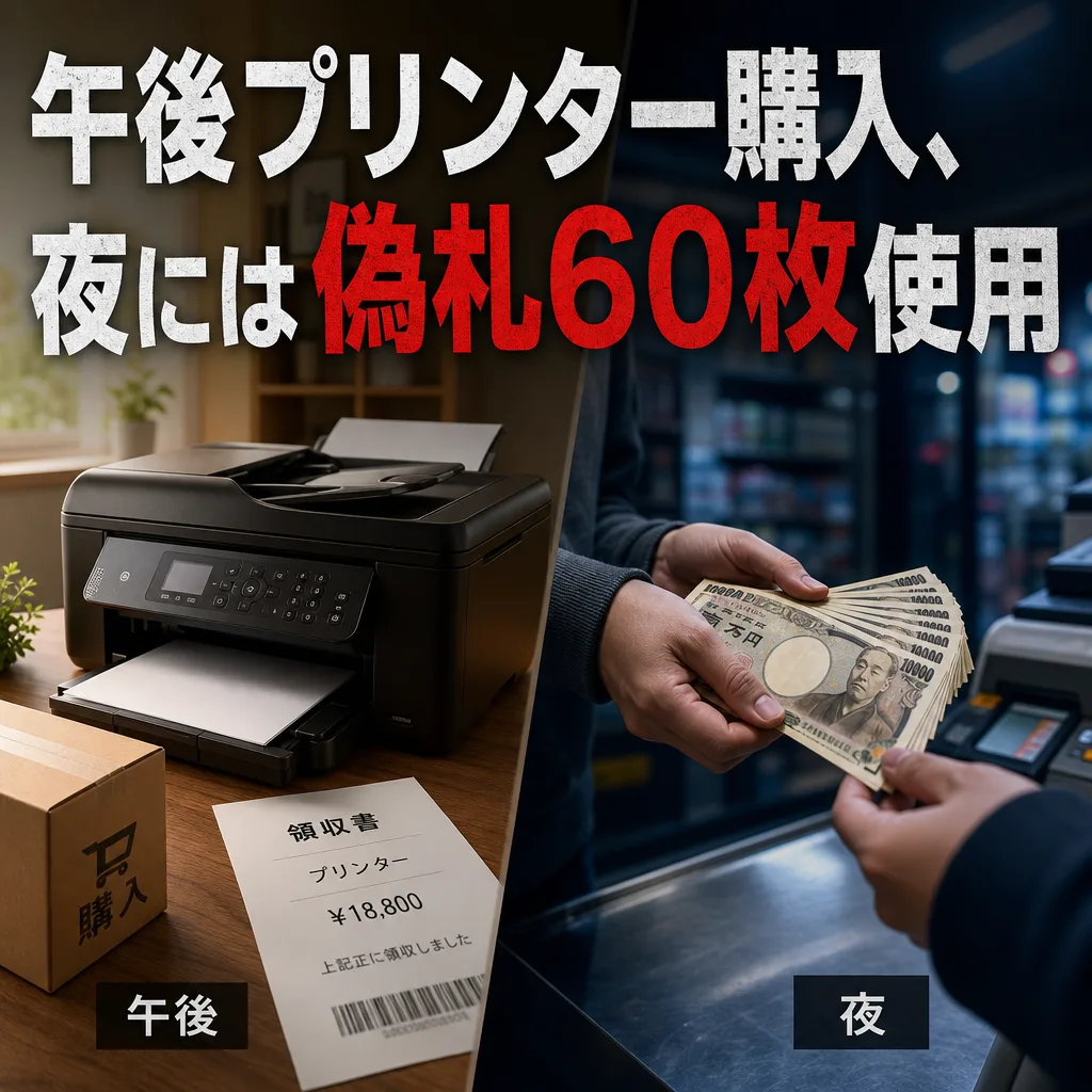 午後プリンター購入、夜には偽札６０枚使用