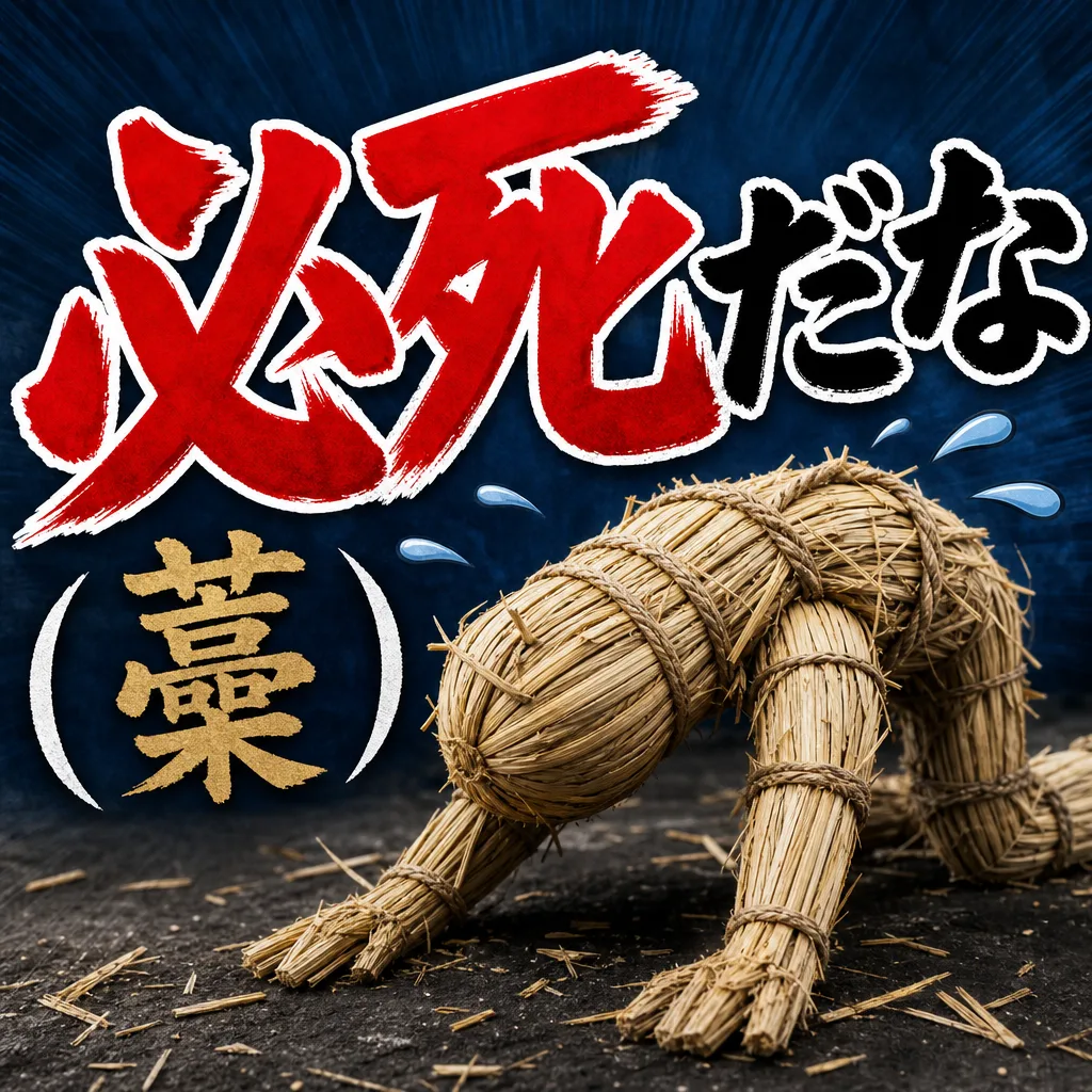 必死だな（藁