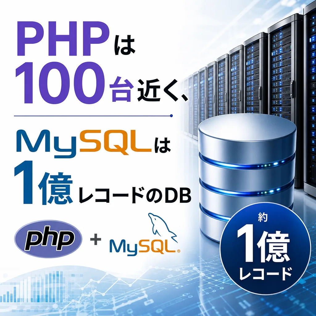 PHPは100台近く，MySQLは1億レコードのDB