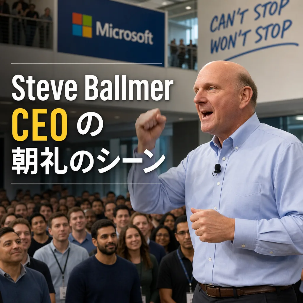 Steve Ballmer CEO の朝礼のシーン