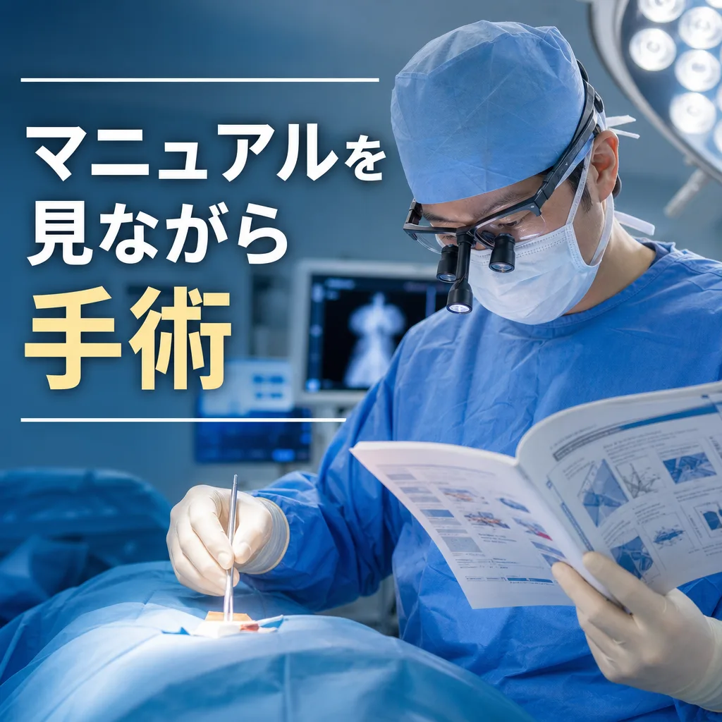マニュアルを見ながら手術