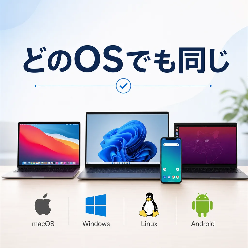 どのOSでも同じ