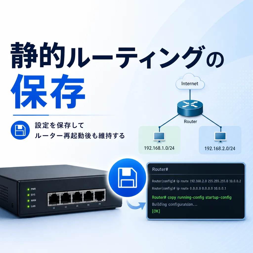 静的ルーティングの保存