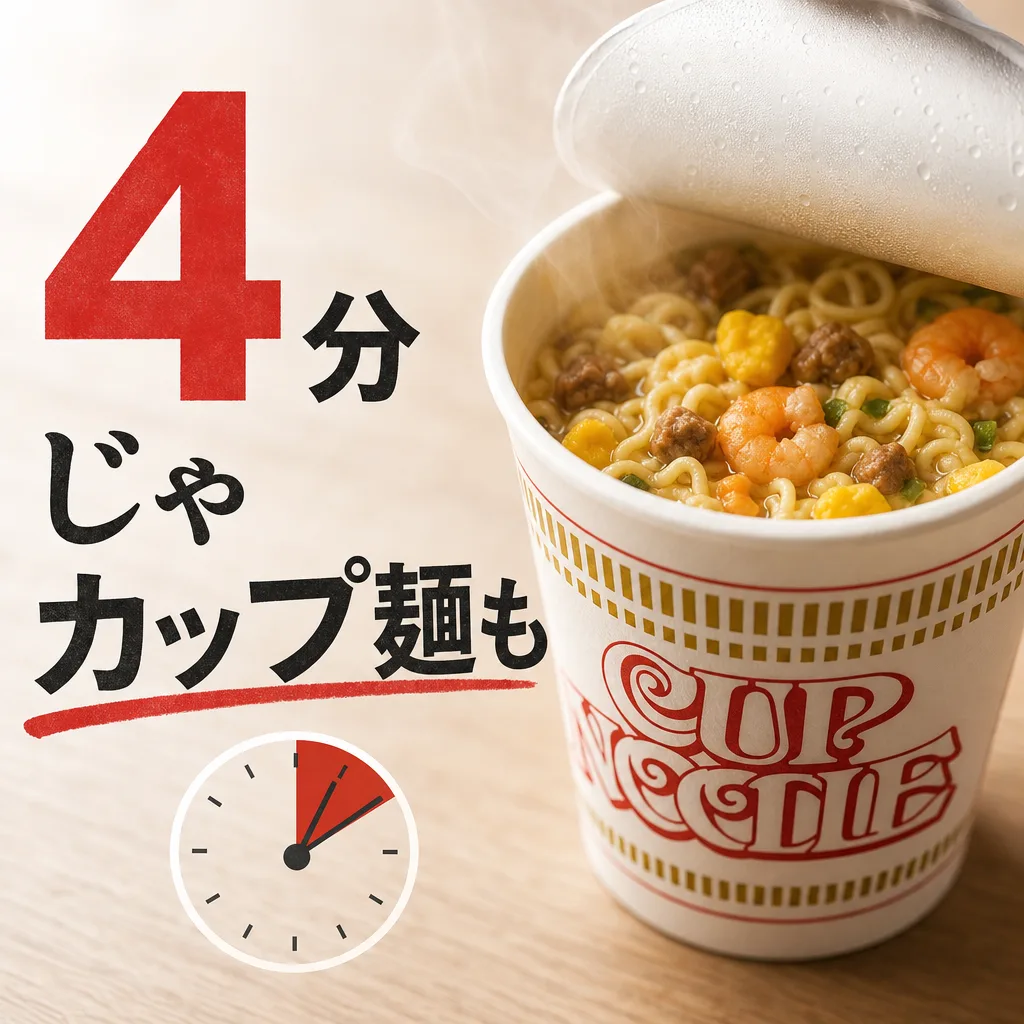 4分じゃカップ麺も