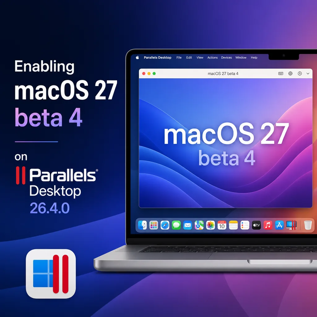 Enabling macOS 27 beta 4 on Parallels Desktop 26.4.0
