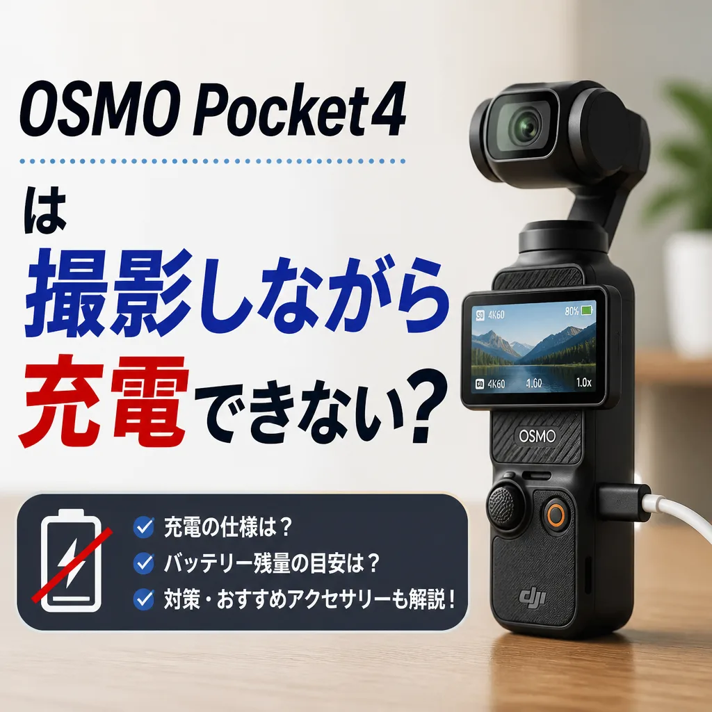 OSMO Pocket4は撮影しながら充電できない？