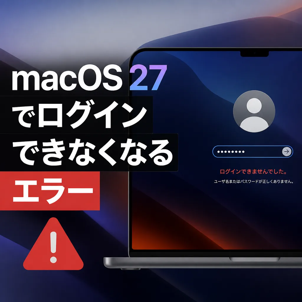 macOS 27でログインできなくなるエラー